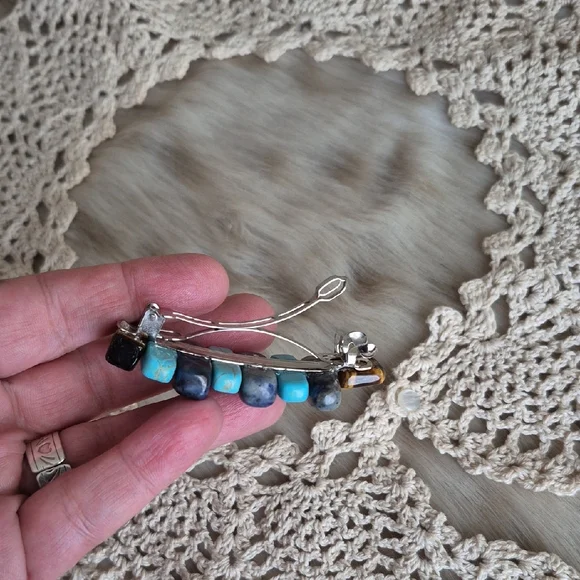 🌙Artisan Howlite Sodalite Tigers Eye Hair Clip - Picture 4 of 8